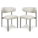 Linen Fabric Dining Chairs in Set Of 2 With Black Metal Frame - Marisa