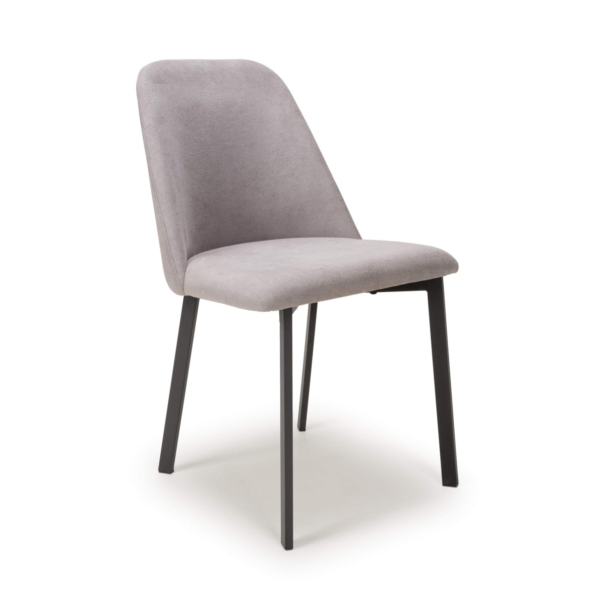 Linen Fabric Dining Chairs in Set Of 2 With Black Metal Legs - Linden