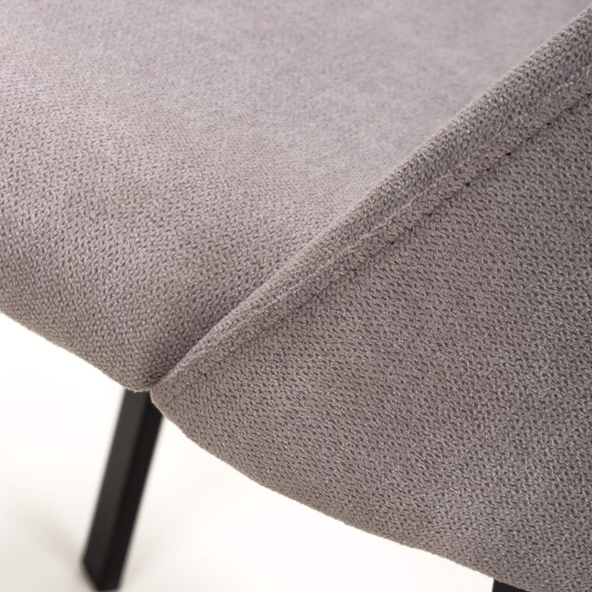 Linen Fabric Dining Chairs in Set Of 2 With Black Metal Legs - Linden