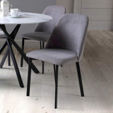 Linen Fabric Dining Chairs in Set Of 2 With Black Metal Legs - Linden