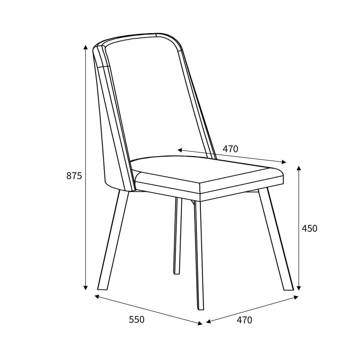 Linen Fabric Dining Chairs in Set Of 2 With Black Metal Legs - Linden