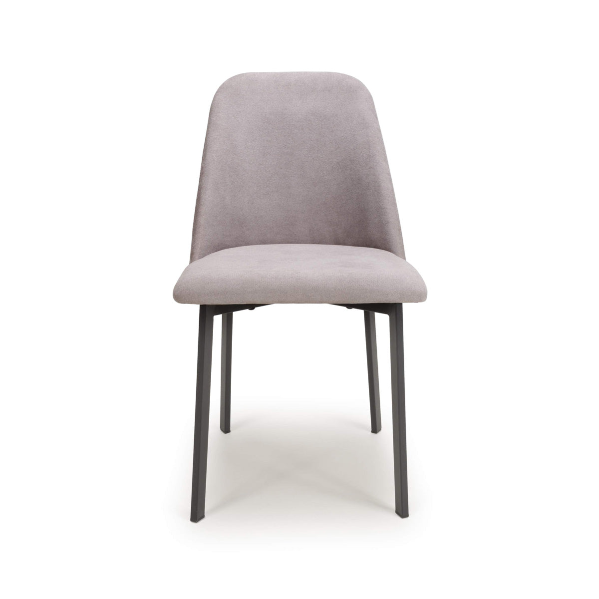 Linen Fabric Dining Chairs in Set Of 2 With Black Metal Legs - Linden