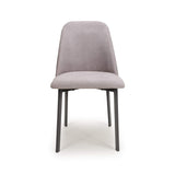 Linen Fabric Dining Chairs in Set Of 2 With Black Metal Legs - Linden