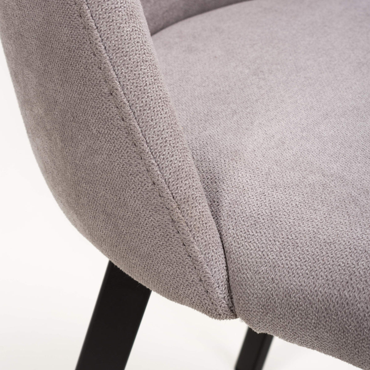 Linen Fabric Dining Chairs in Set Of 2 With Black Metal Legs - Linden