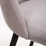 Linen Fabric Dining Chairs in Set Of 2 With Black Metal Legs - Linden