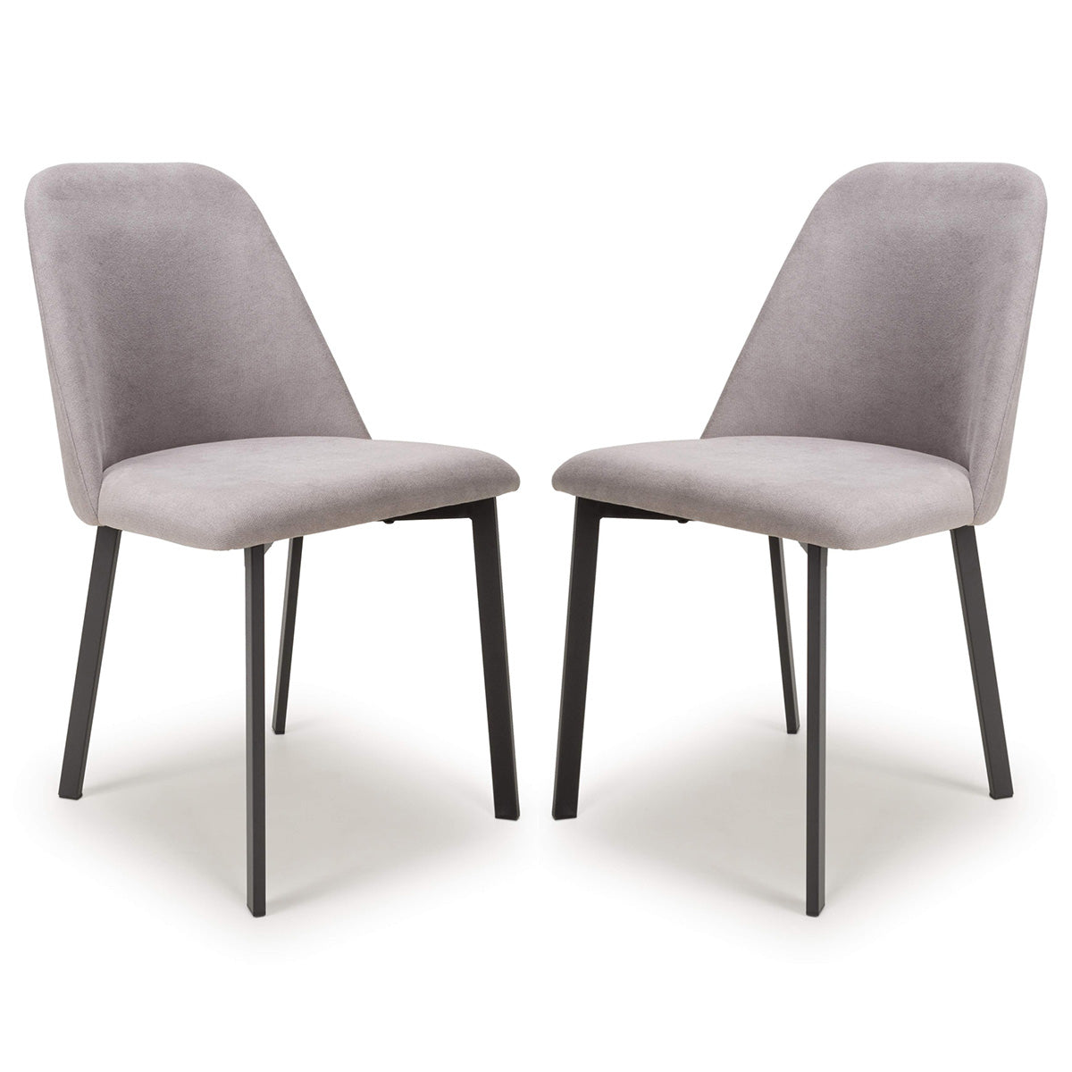 Linen Fabric Dining Chairs in Set Of 2 With Black Metal Legs - Linden