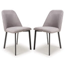 Linen Fabric Dining Chairs in Set Of 2 With Black Metal Legs - Linden