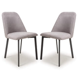 Linen Fabric Dining Chairs in Set Of 2 With Black Metal Legs - Linden