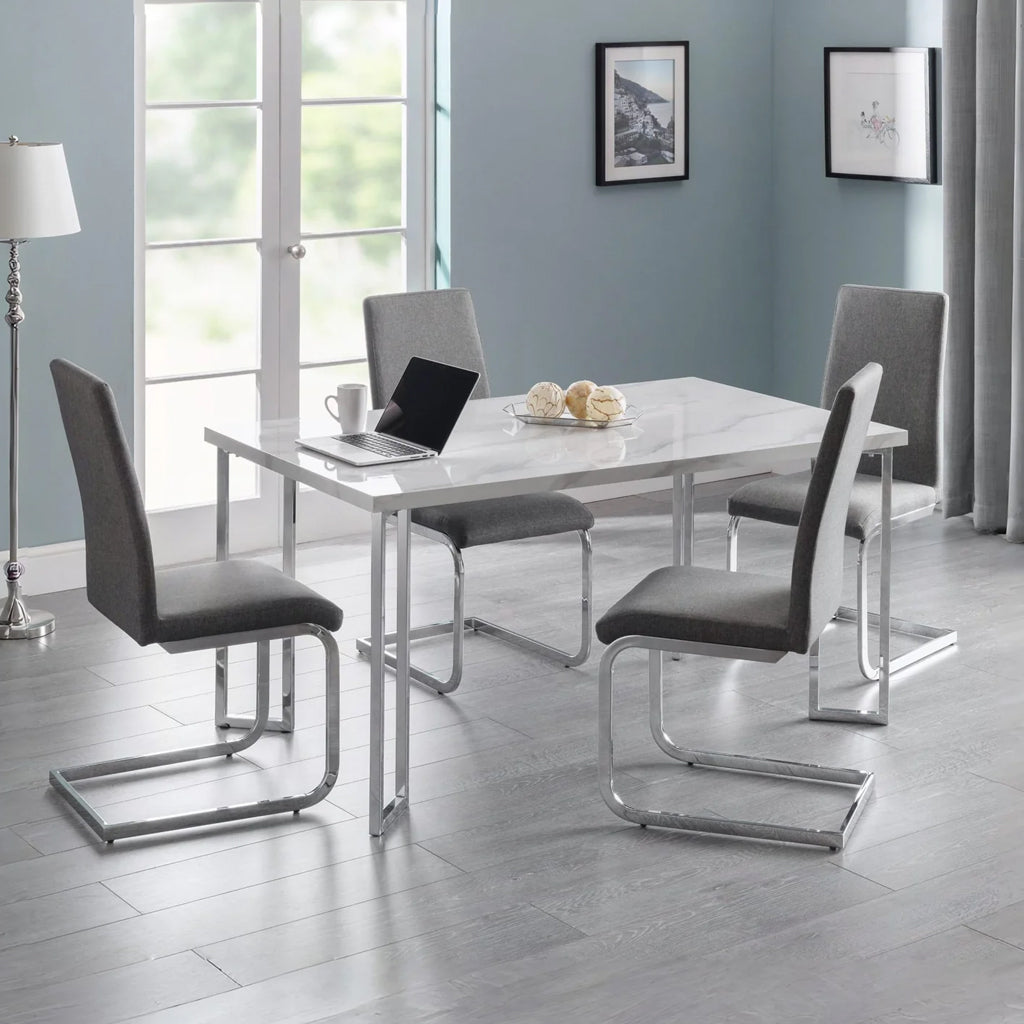 Linen Fabric Dining Chairs in Set Of 2 Cantilever - Roma