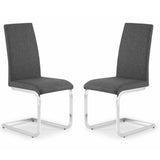 Linen Fabric Dining Chairs in Set Of 2 Cantilever - Roma