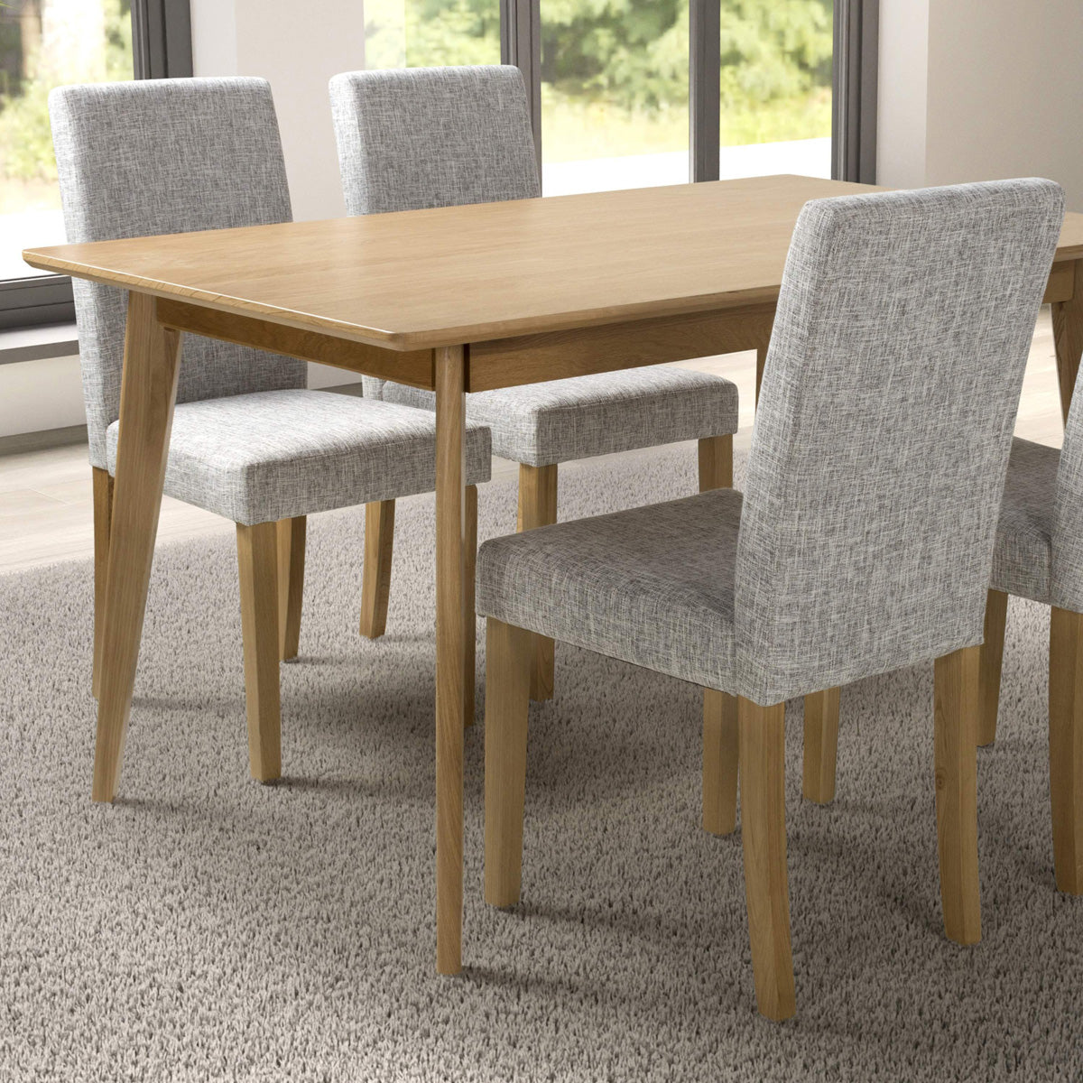 Linen Fabric Dining Chairs in Set Of 2 With Natural Rubberwood Legs - Finley