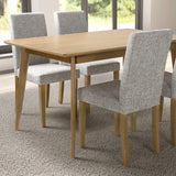 Linen Fabric Dining Chairs in Set Of 2 With Natural Rubberwood Legs - Finley