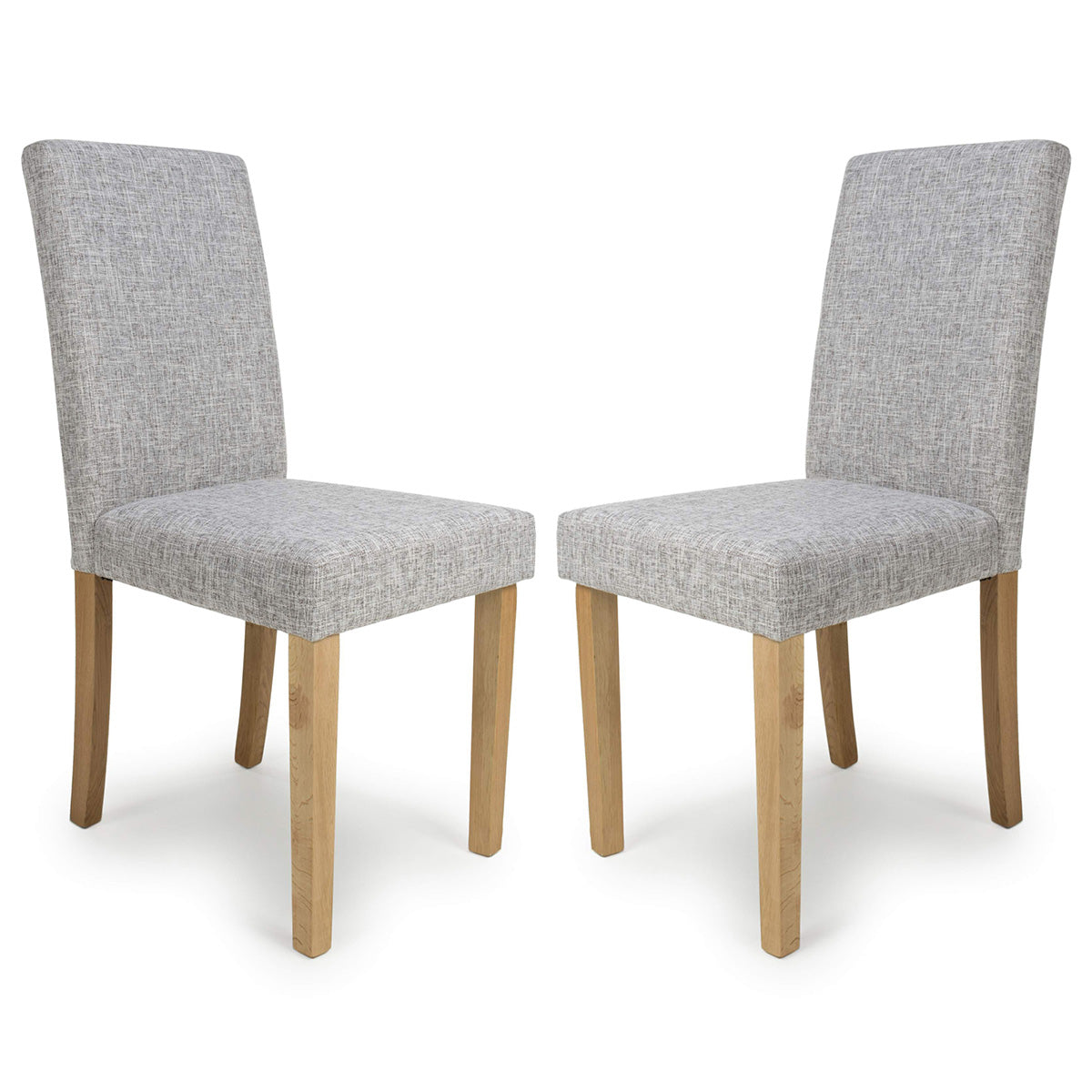 Linen Fabric Dining Chairs in Set Of 2 With Natural Rubberwood Legs - Finley