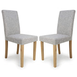 Linen Fabric Dining Chairs in Set Of 2 With Natural Rubberwood Legs - Finley