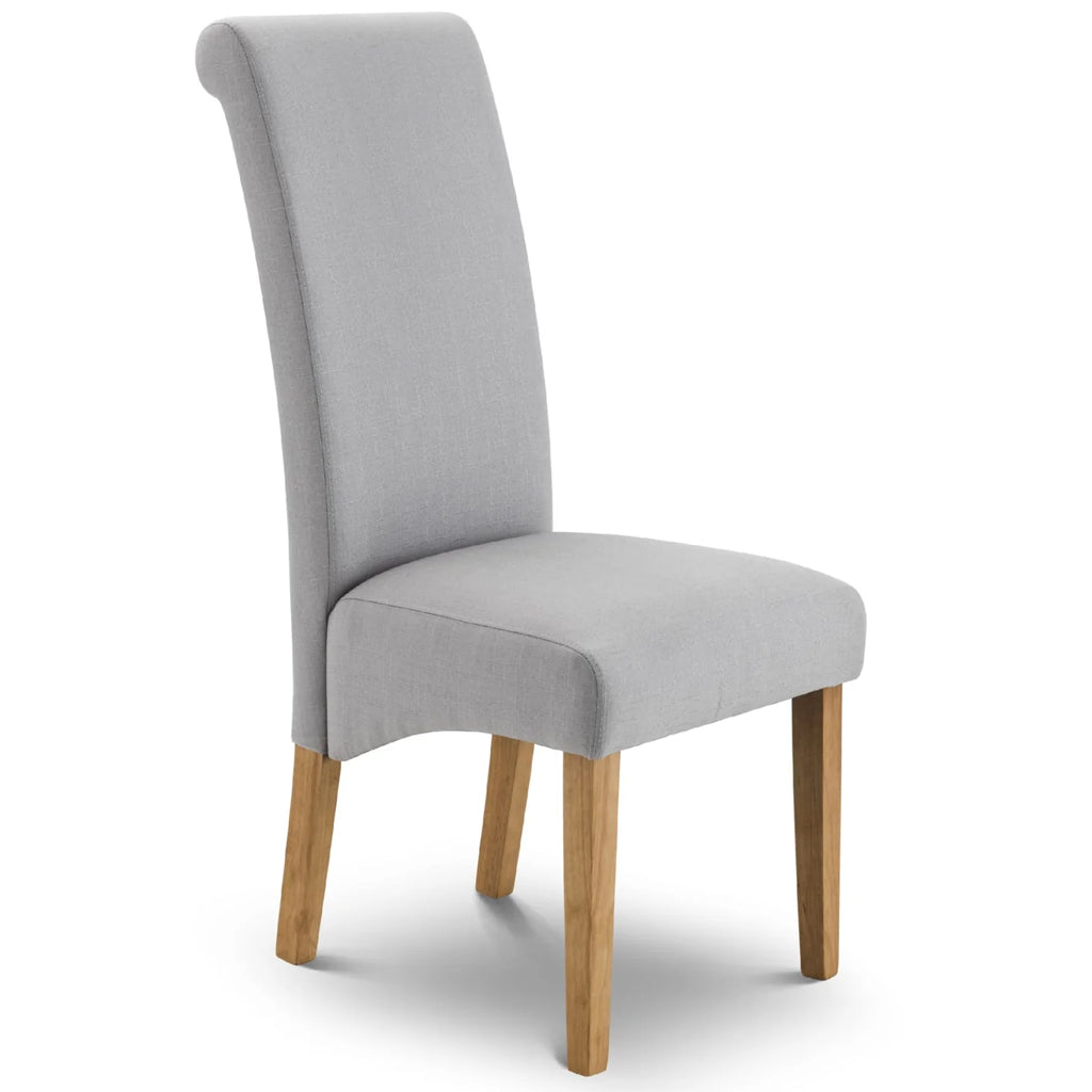 Linen Fabric Dining Chairs in Set Of 2 Scrollback - Rio