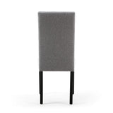 Linen Fabric Dining Chairs in Set Of 2 With Stud Details And Black Legs - Randall