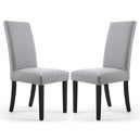 Linen Fabric Dining Chairs in Set Of 2 With Stud Details And Black Legs - Randall