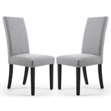 Linen Fabric Dining Chairs in Set Of 2 With Stud Details And Black Legs - Randall