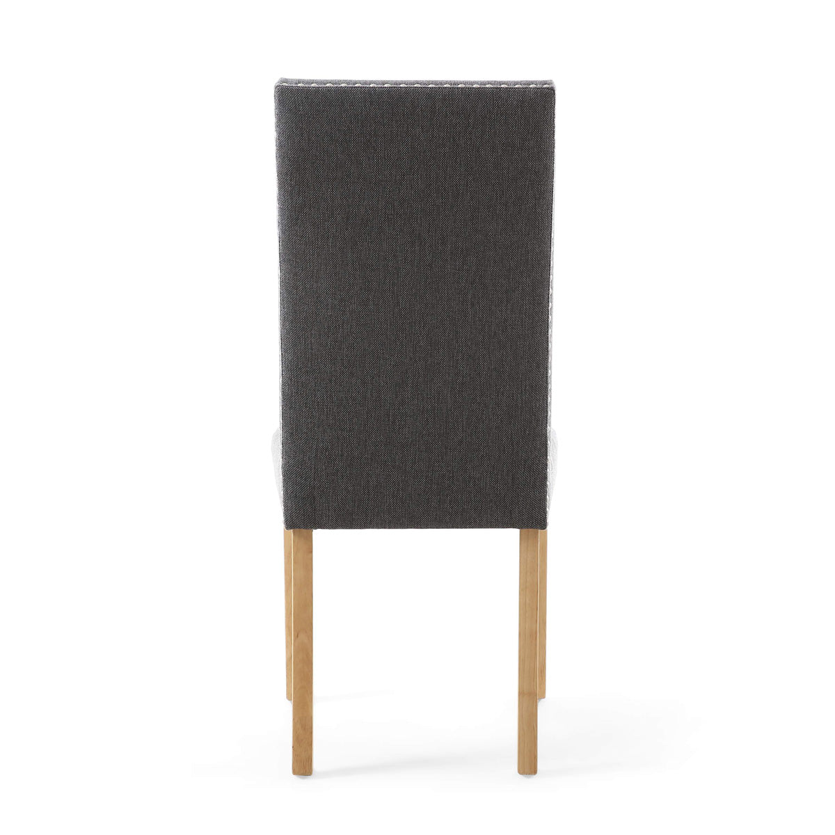 Linen Fabric Dining Chairs in Set Of 2 With Stud Details And Natural Legs - Randall
