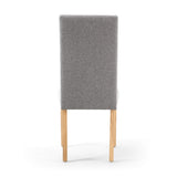 Linen Fabric Dining Chairs in Set Of 2 With Stud Details And Natural Legs - Randall