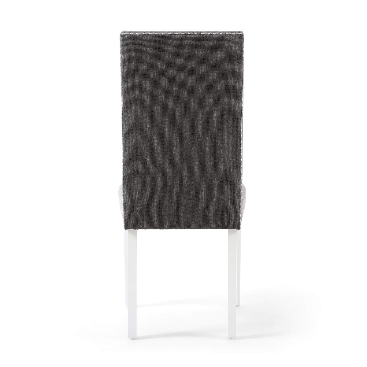 Linen Fabric Dining Chairs in Set Of 2 With Stud Details And White Legs - Randall