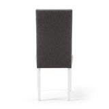 Linen Fabric Dining Chairs in Set Of 2 With Stud Details And White Legs - Randall