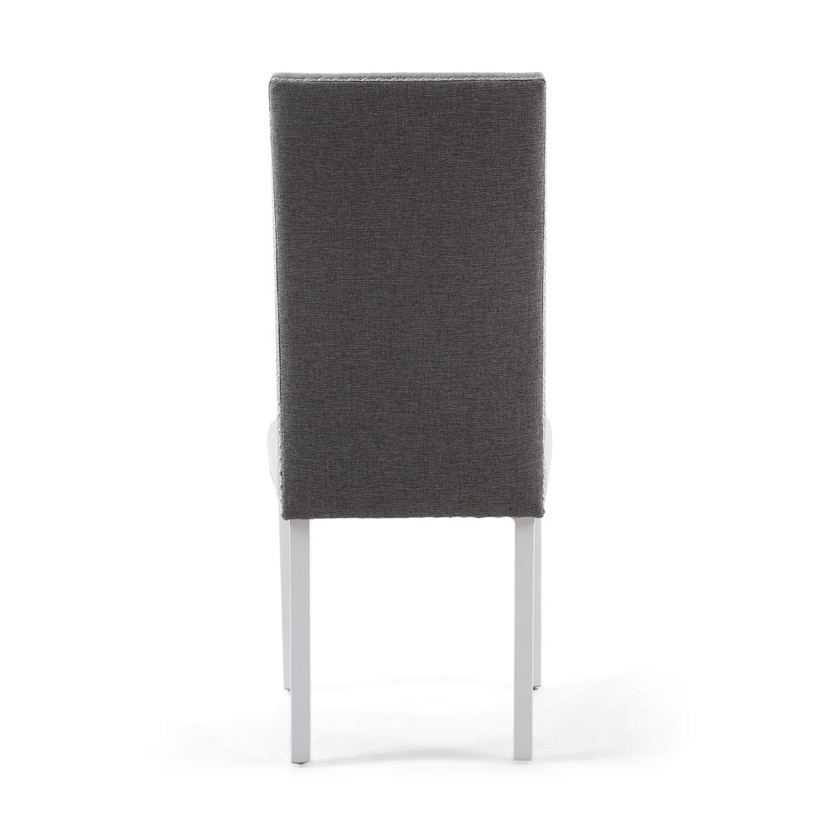 Linen Fabric Dining Chairs in Set Of 2 With Stud Details And White Legs - Randall