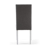 Linen Fabric Dining Chairs in Set Of 2 With Stud Details And White Legs - Randall