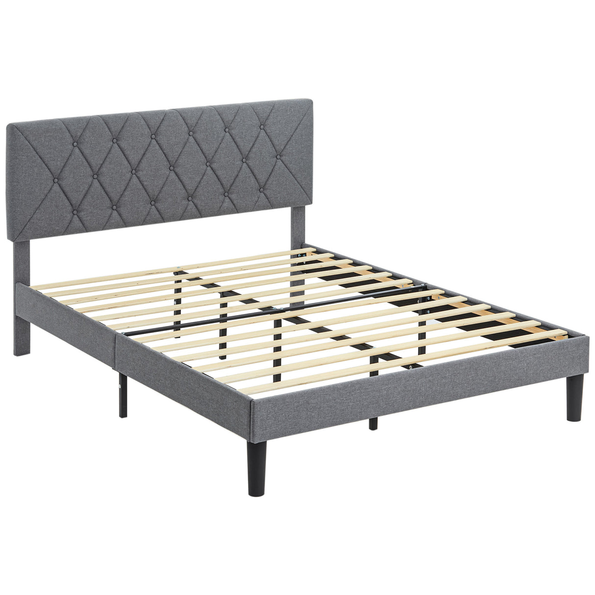 Linen Fabric Double Bed 145cm Wide - Velmora