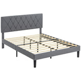 Linen Fabric Double Bed 145cm Wide - Velmora