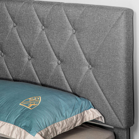 Linen Fabric Double Bed 145cm Wide - Velmora