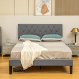 Linen Fabric Double Bed 145cm Wide - Velmora