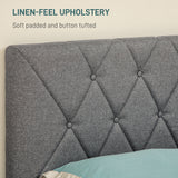 Linen Fabric Double Bed 145cm Wide - Velmora