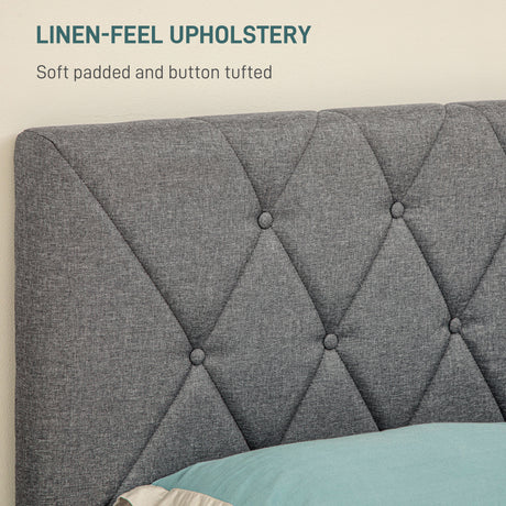 Linen Fabric Double Bed 145cm Wide - Velmora