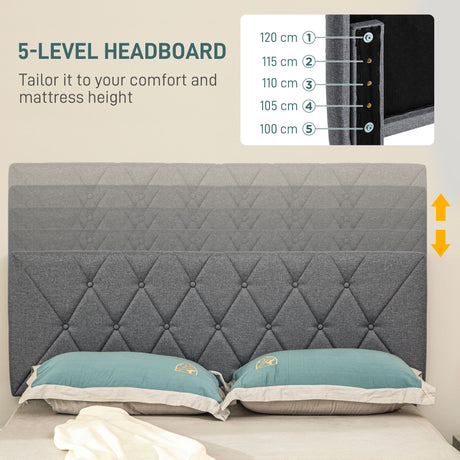 Linen Fabric Double Bed 145cm Wide - Velmora
