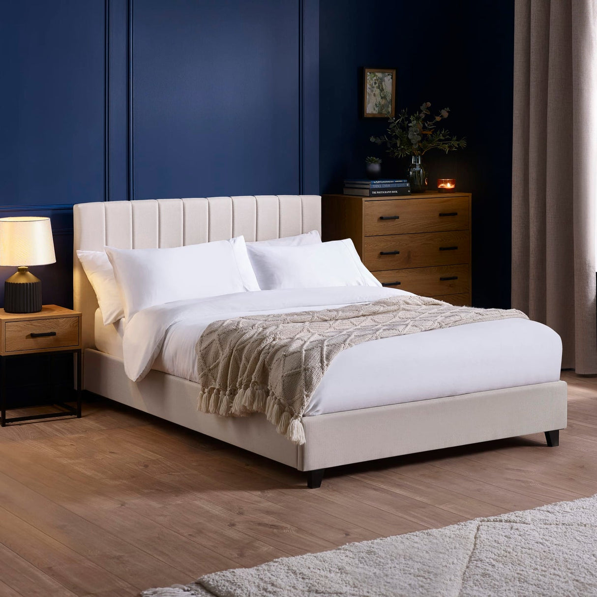Linen Fabric Double Bed - Aylen