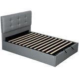 Linen Fabric Double Ottoman Storage Bed 141cm Wide - Velmora