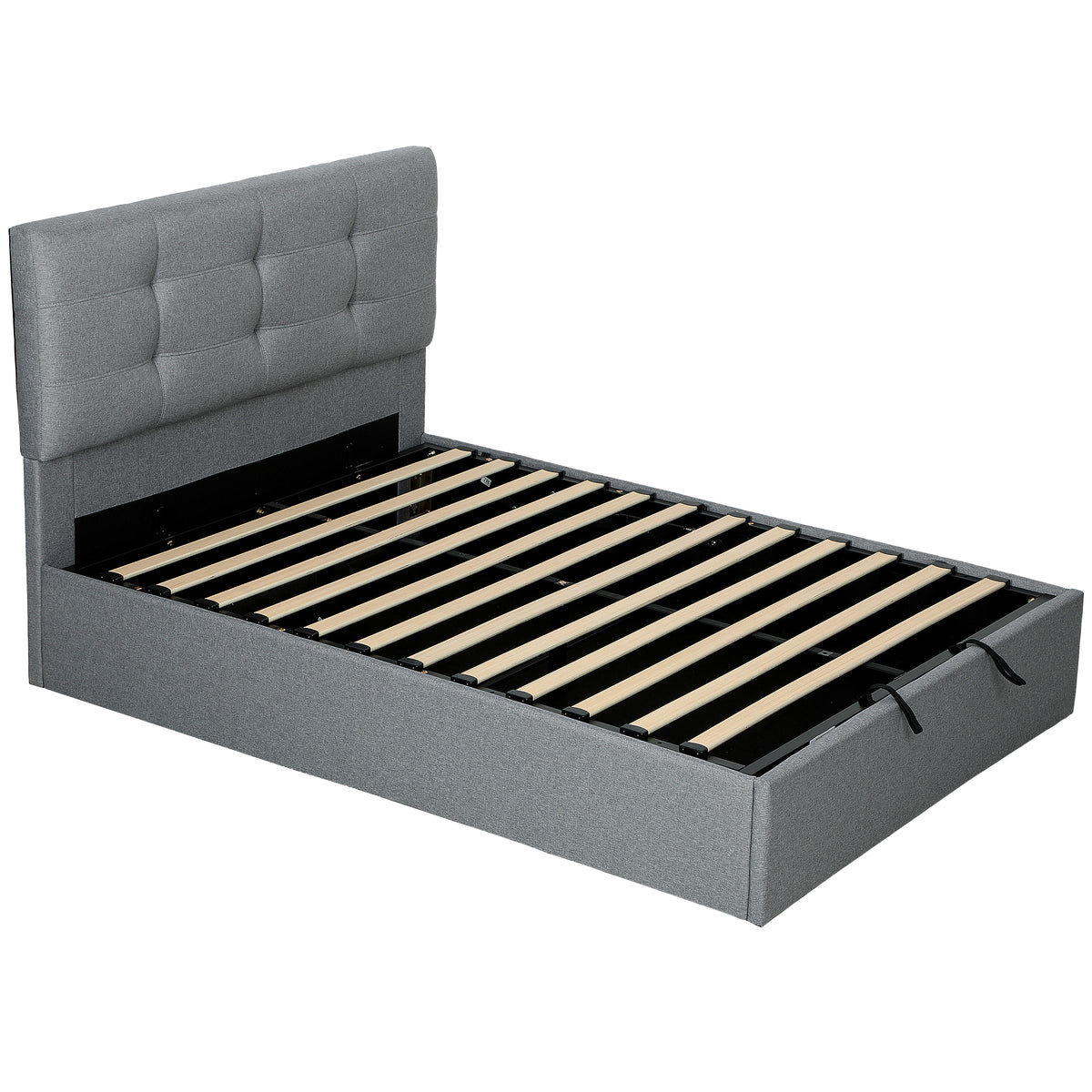 Linen Fabric Double Ottoman Storage Bed 141cm Wide - Velmora