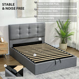 Linen Fabric Double Ottoman Storage Bed 141cm Wide - Velmora