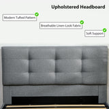 Linen Fabric Double Ottoman Storage Bed 141cm Wide - Velmora