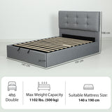 Linen Fabric Double Ottoman Storage Bed 141cm Wide - Velmora