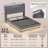 Linen Fabric Double Ottoman Storage Bed 142cm Wide With LED Lights - Velmora