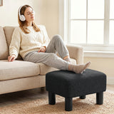 Linen Fabric Footstool 40cm Wide With Plastic Legs - Velmora
