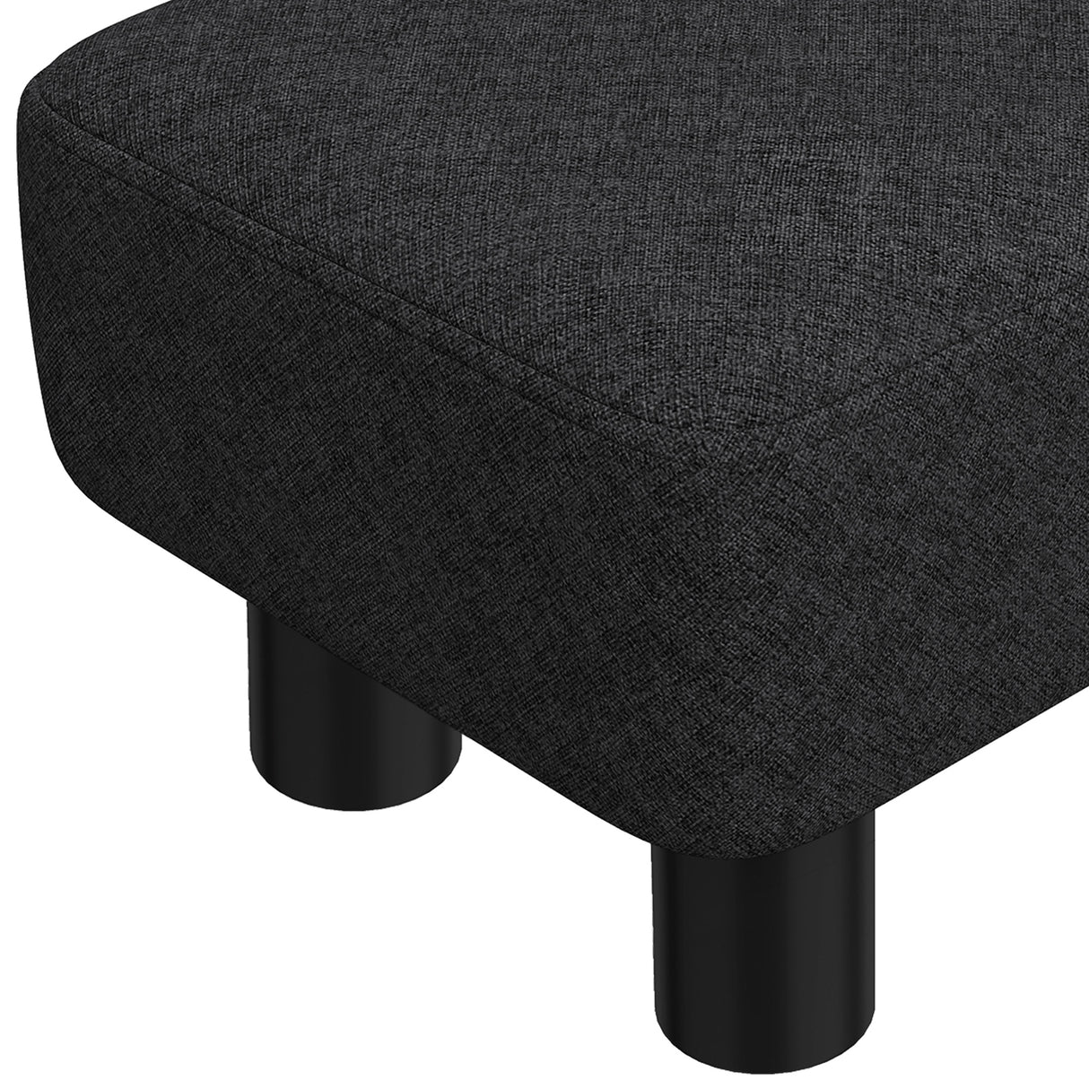 Linen Fabric Footstool 40cm Wide With Plastic Legs - Velmora