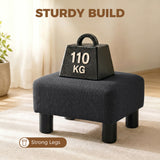 Linen Fabric Footstool 40cm Wide With Plastic Legs - Velmora