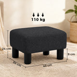 Linen Fabric Footstool 40cm Wide With Plastic Legs - Velmora