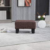 Linen Fabric Footstool 40cm Wide With Plastic Legs - Velmora