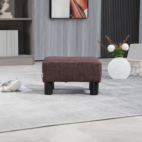 Linen Fabric Footstool 40cm Wide With Plastic Legs - Velmora