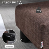 Linen Fabric Footstool 40cm Wide With Plastic Legs - Velmora