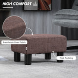 Linen Fabric Footstool 40cm Wide With Plastic Legs - Velmora